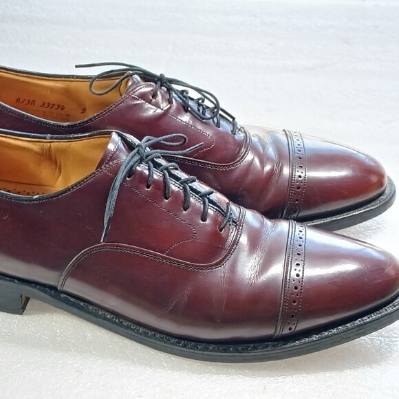 Johnston & Murphy Aristocraft Burgundy Leather Cap Toe Oxfords Mens 10 Good Cond - Picture 1 of 15
